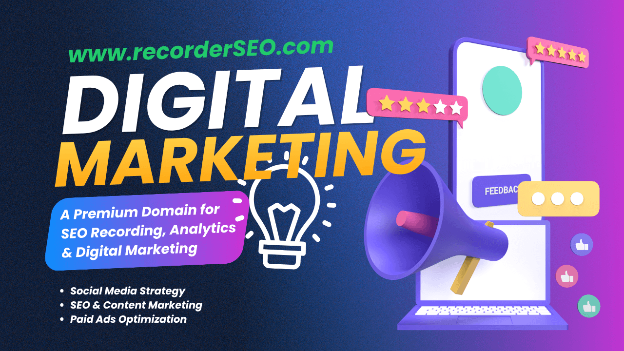 RecorderSEO.com Domain for Sale: A Smart .com Opportunity for SEO & Digital Marketing